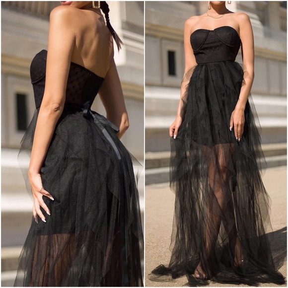 Luxurious Mesh Wedding Prom Black Tie Formal Dress - Picture 3 of 3